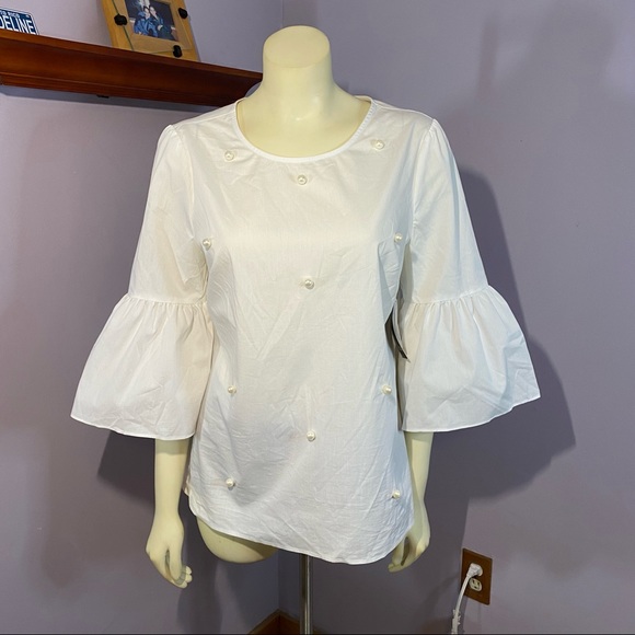 A.N.A. White Peasant Blouse - Picture 1 of 14